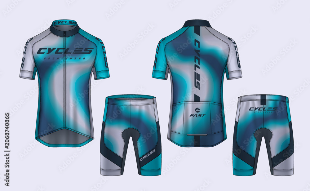 Naklejka premium Cycling Jerseys mockup,t-shirt sport design template,uniform for bicycle apparel.