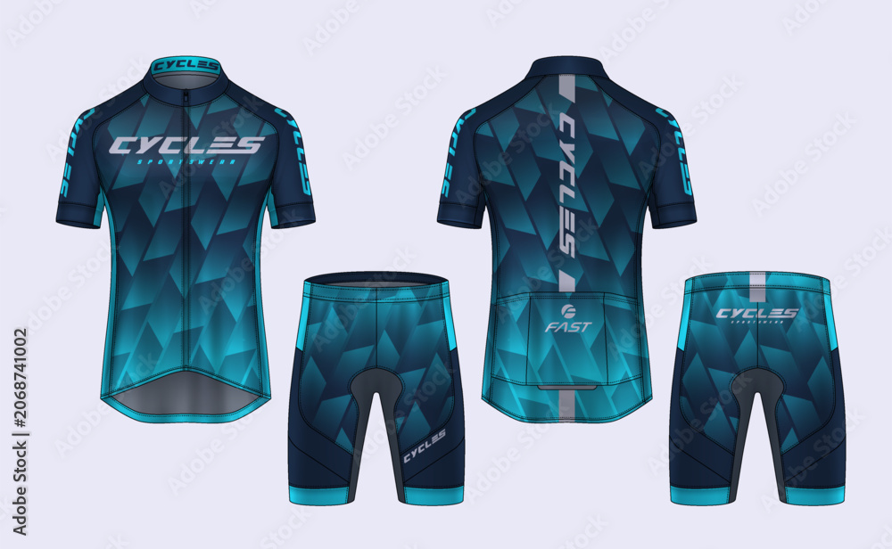 Naklejka premium Cycling Jerseys mockup,t-shirt sport design template,uniform for bicycle apparel.