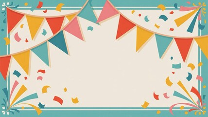 Celebration background with colorful bunting pennants and floating confetti celebration background confetti decoration colorful template anniversary birthday greeting