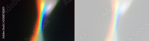 Crystal rainbow light effect with diamond sparkle, glass prism refraction, glowing bokeh highlights, optical flare and transparent background creative design element