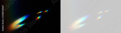 Abstract crystal sparkle overlay with rainbow diamond reflections, glass glow, luminous prism light, colorful bokeh and transparent PNG fantasy background design use