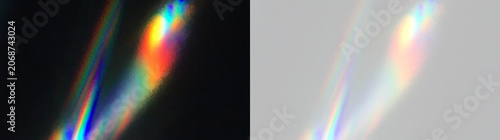 Crystal glass rainbow overlay with diamond sparkle, optical prism glow, luminous lens flare, bright refraction effects and transparent decorative background composition