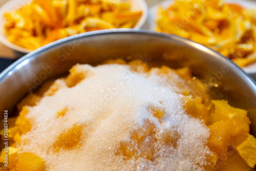 preparation of orange jam and candied peels