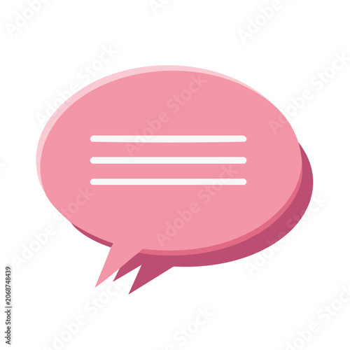 Pink speech bubble icon with white lines