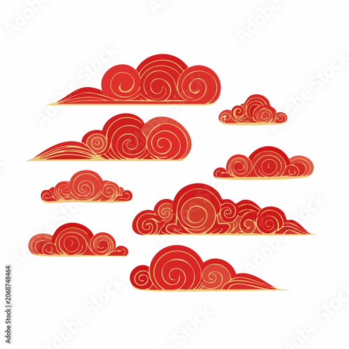 Red and Gold Swirling Clouds Illustration