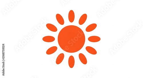 Sun icon with orange rays on white background