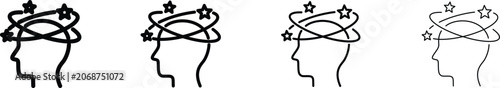 Fotografie Dizzy Head Icons Representing Stress, Confusion, Vertigo and Mental Fatigue Conc