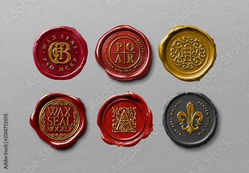 Wax Seal Mockup Set - Gold Foil (6 Isolated Stamps)