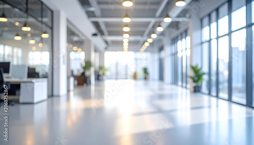 Modern Office Corridor with Natural Light and Contemporary Design.
