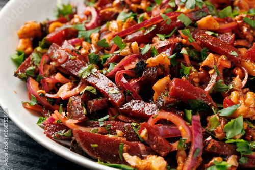 Sweet and Tangy Beetroot Salad with Walnuts and Pomegranate Molasses