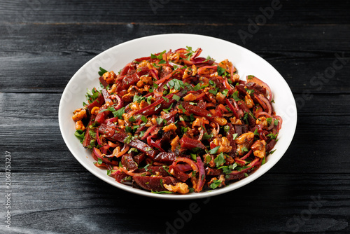 Sweet and Tangy Beetroot Salad with Walnuts and Pomegranate Molasses