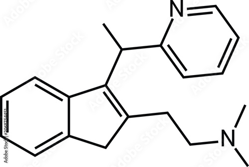 Quadro su tela Dimetindene Chemical Structure Antihistamine Drug Molecule Diagram