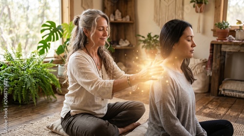 senior woman relaxing in the healing power 