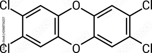 Canvas Print Tetrachlorodibenzo-p-Dioxin Chemical Structure Toxic Organic Compound Diagram