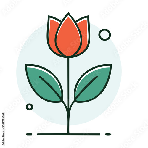 Flat design tulip flower icon
