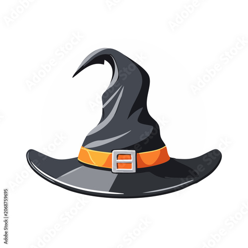 Black Witch Hat with Orange Band Illustration