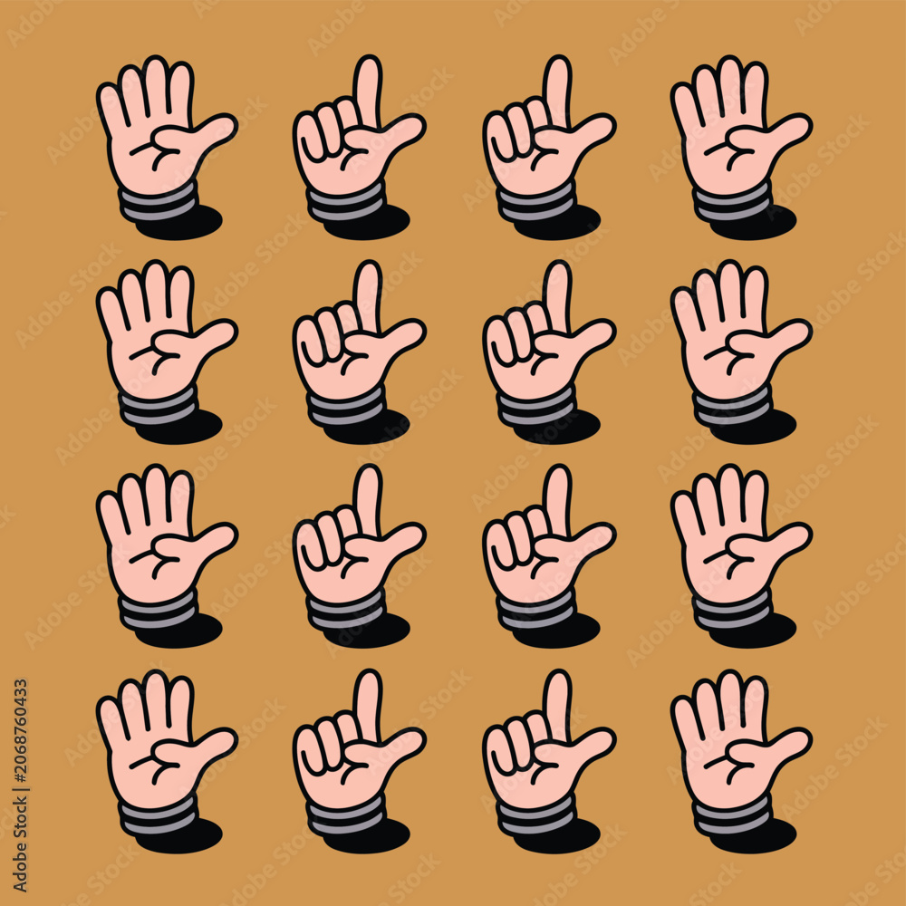Fototapeta premium Repeated pattern of open hands and pointer finger icons