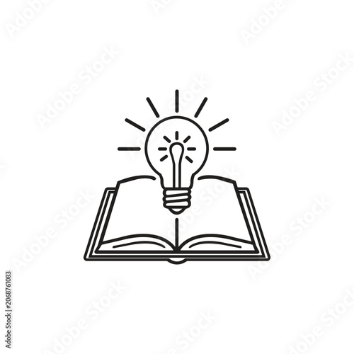 Bright Idea Concept with Open Book and Light Bulb Illustration on White Background
