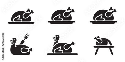 Foto Roasted chicken icon set