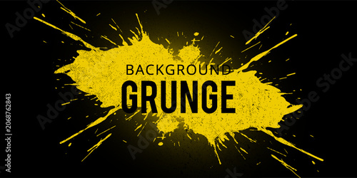 Abstract Black and Yellow Dirty Grunge Background with Halftone Effect. Sports Background with Brush Stroke Illustration