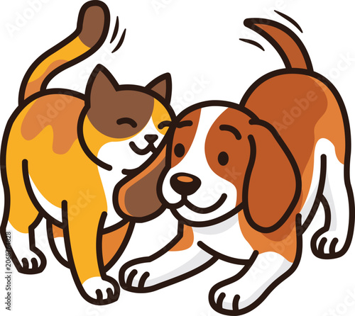Cuadro en lienzo Illustration of dog and cat suitable for a pet shop logo