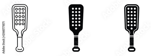 Photos Roleplay paddle vector icon set representing costume accessories, entertainment props, themed events, and novelty equipment with editable strokes
