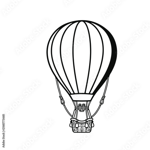 Vector illustration of a hot air balloon in flight, isolated on white background.