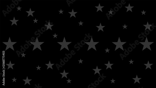 Dark grey stars pattern background on black backdrop texture.