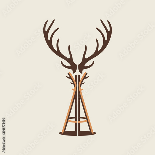 Obraz na plátně Brown Deer Antlers on Stand Alone.