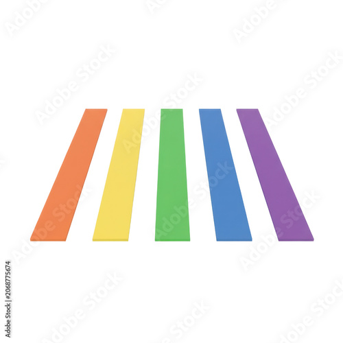 Rainbow Crosswalk Stripes in Perspective View