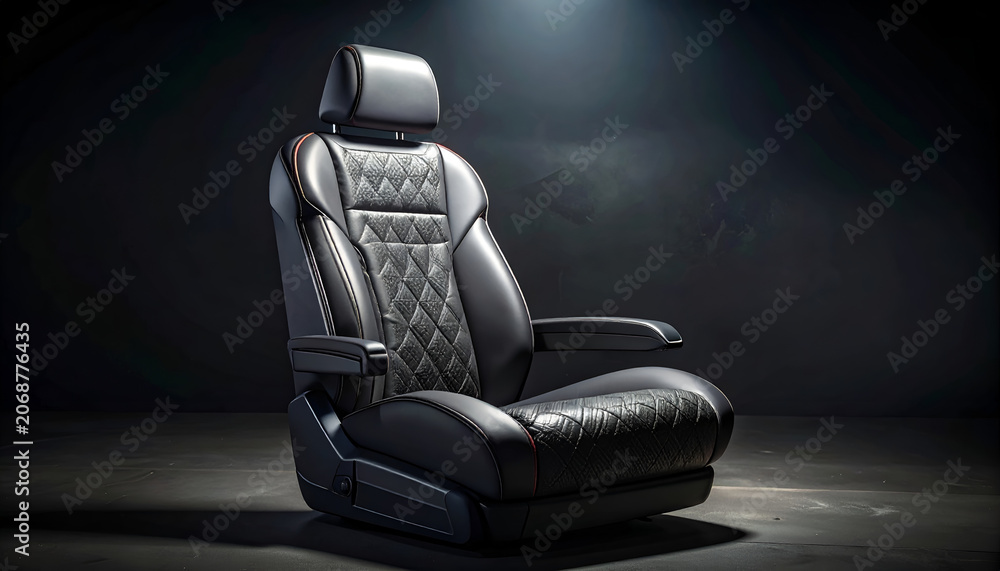 Obraz premium Luxury Black Leather Car Seat with Diamond Stitching.