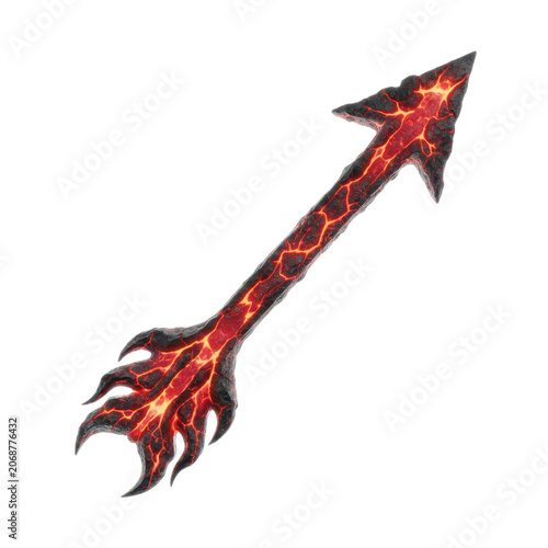 Fiery Arrow with Cracked Lava Texture and Clawed Fletching