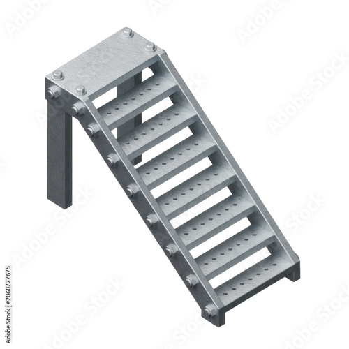 Industrial Metal Staircase with Bolted Construction