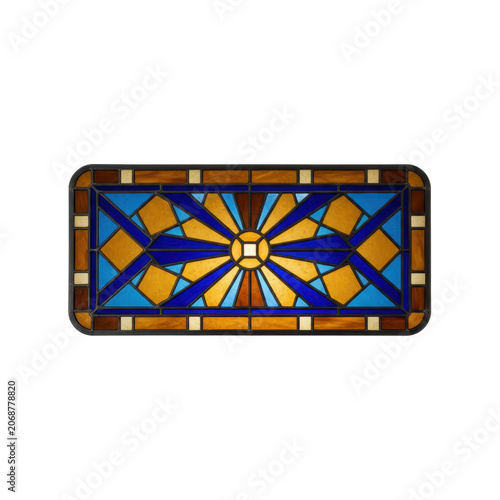 Decorative Stained Glass Panel with Sunburst Motif