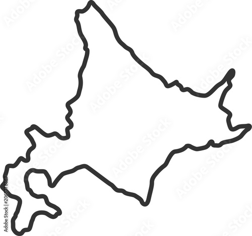 北海道の地図（線画）のイラスト