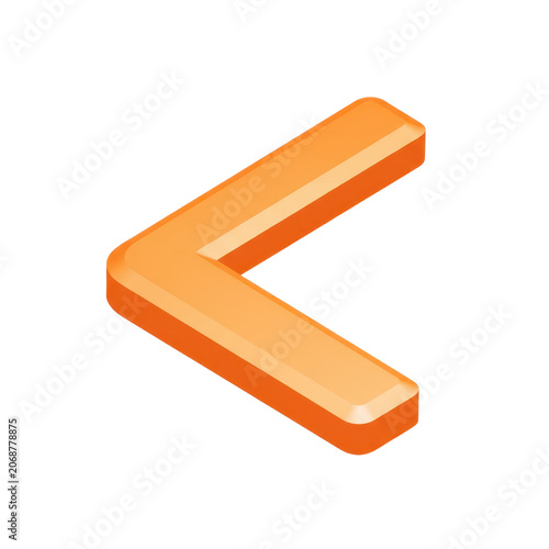 3d Orange Arrow Pointing Left Isometric Perspective