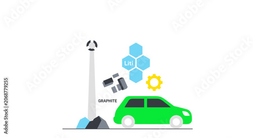 Electric Car Battery Production: Lithium, Graphite, and Energy Concept