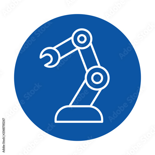 Robotic Arm Icon in Simple Design for Industrial Automation Concept