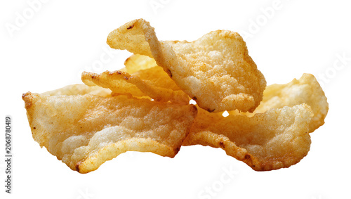 Cuadro en lienzo Crispy golden puffed rice crackers stack