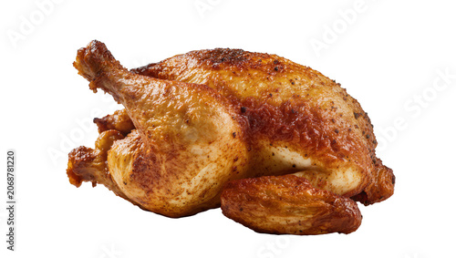Konstfotografi Whole roasted chicken with crispy golden brown skin