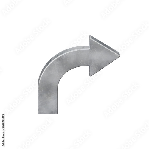 Metallic Bent Arrow Pointing Right and Up