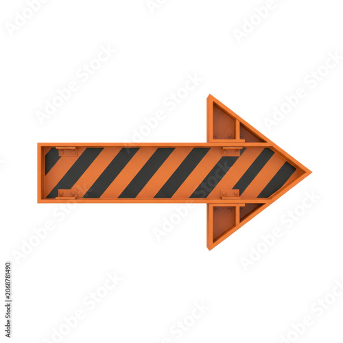 Orange and Black Striped Arrow Sign Pointing Right