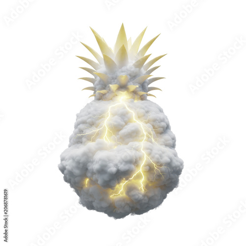 Pineapple Cloud with Yellow Lightning Bolts