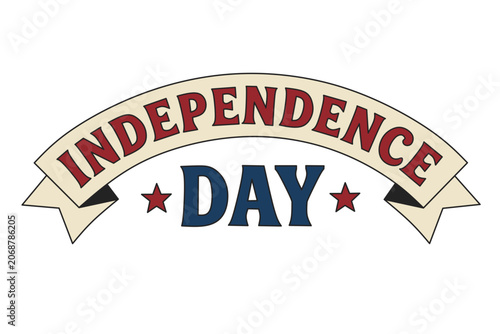 Independence Day vintage ribbon banner with stars for Fourth of July