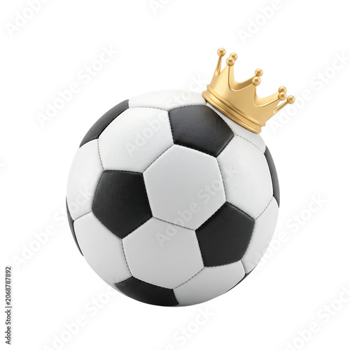 Soccer Ball with Golden Crown Isolated Transparent Background