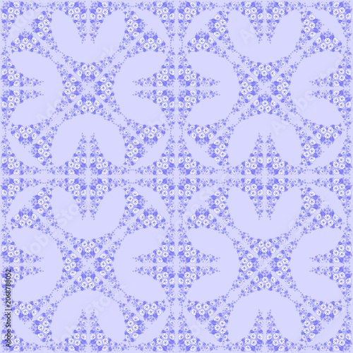 Seamless tiling pattern. A pattern of morning glory and bindweed flowers in blue and lilac on a light blue background. Vector illustration.