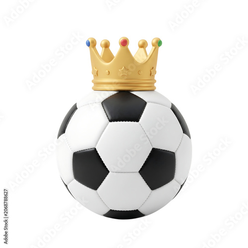 Soccer Ball with Golden Crown Isolated Background