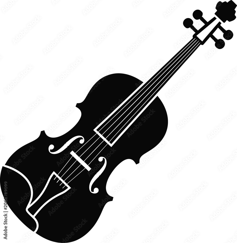 Fototapeta premium Violin silhouette vector illustration on transparent background