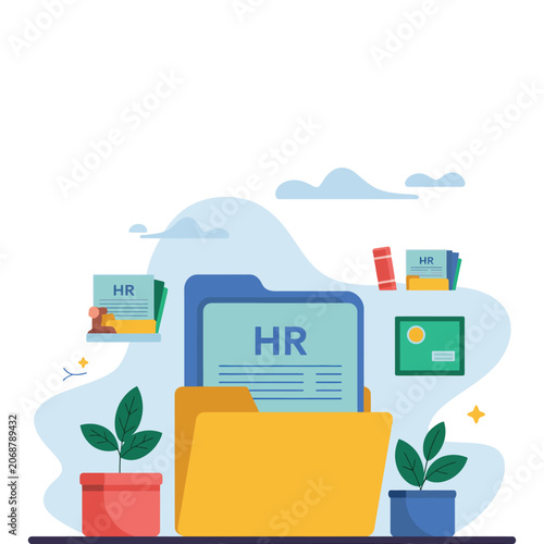 Hr department management office files documents concept