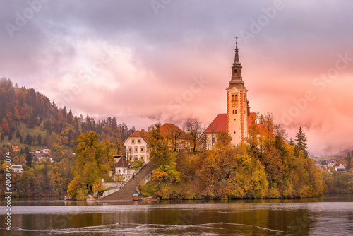 Bled, Slovenia view with church